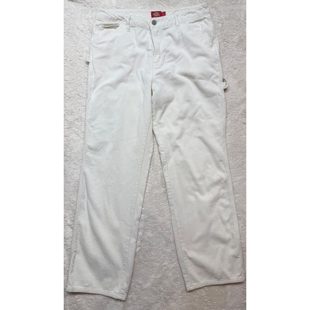 Dickies Carpenter Pants Womens 11/30 White Corduroy High Rise Utility Excellent